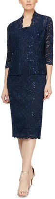 SL Fashions 2-Pc. Lace Jacket & Midi Dress Set