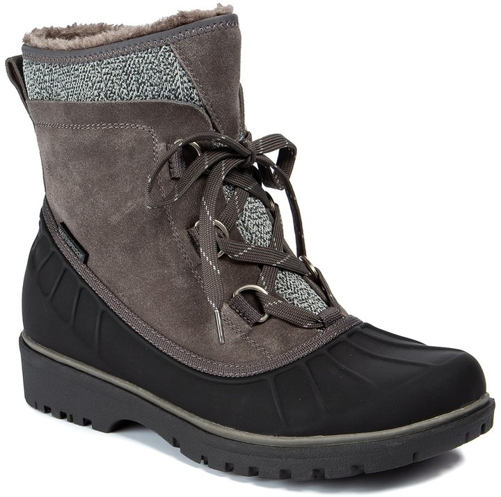 shearling lined duck boots womens