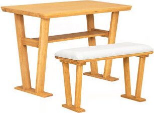 August Grove Farmhouse Modern Solid Wood Dining Table – Space-Saving Design