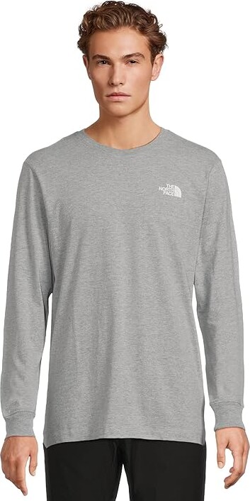 The North Face Long Sleeve Box NSE T-Shirts Men's T Shirt TNF Pale Grey Heather : LG, Cotton
