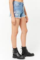 Thumbnail for your product : Forever 21 Embroidered High-Rise Denim Shorts
