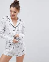 Thumbnail for your product : ASOS DESIGN Illustrated Conversational Short Pajama Set in 100% Modal