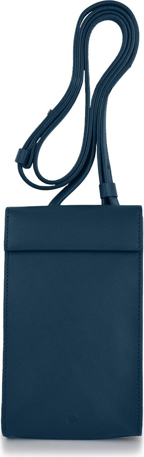 Handmade Adjustable Leather Phone Bag With Pocket - Navy Blue, godi.