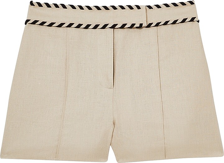 Reiss Atelier Women's Fawn Whipstitch Linen Shorts - Size 0