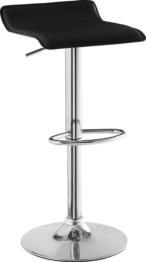Adjustable Armless Swivel PU Leather Bar Stools Chrome Air Lift Counter Height Stools Set of 4