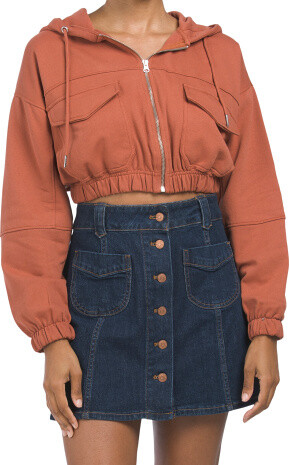 TJMAXX Fleece Zip Up Hoodie Crop Jacket - ShopStyle