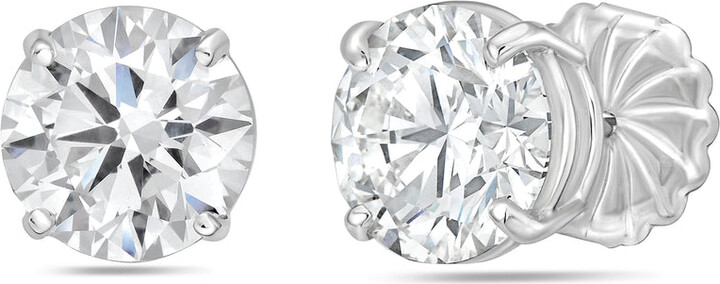 Diana M 14kt White Gold Round Lab Grown Stud Earrings Weighing 2.00 Cts Tw In A Four Prong Setting