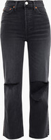 Thumbnail for your product : RE/DONE Cropped distressed high-rise straight-leg jeans