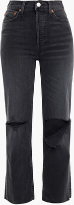 RE/DONE Cropped distressed high-rise straight-leg jeans