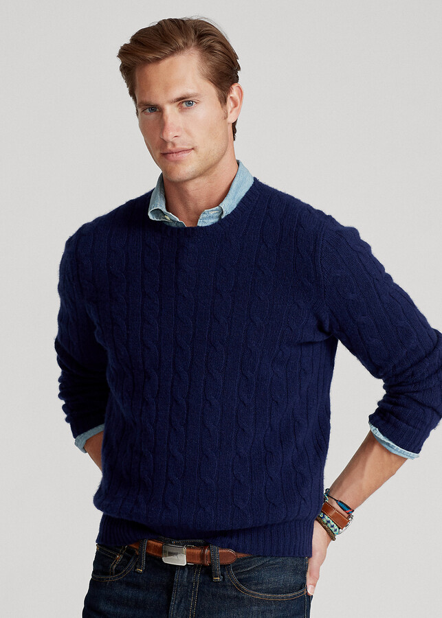 navy cable sweater