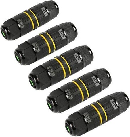 Trisvision IP68 Outdoor Waterproof Junction Box Electrical Cable Connector, Easy to Install, UL,M16 for Ø 3.5-10mm Wire Range(AC 400V, 17.5A),2 Way 3Pin 5Pack