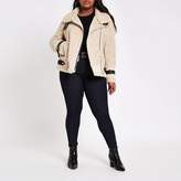 Thumbnail for your product : River Island Plus dark blue mid rise skinny Amelie jeans