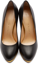 Thumbnail for your product : Charlotte Olympia Black Leather Dotty Heels