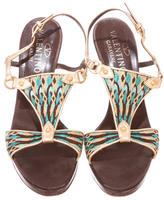 Thumbnail for your product : Valentino Embroidered Metallic Sandals