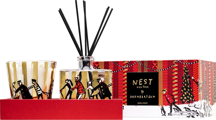 NEST Fragrances x DRAWBERTSON Holiday Decorative Classic Candle & Reed Diffuser Set