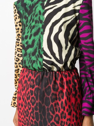 Boutique Moschino Animal-Print Colour Block Dress