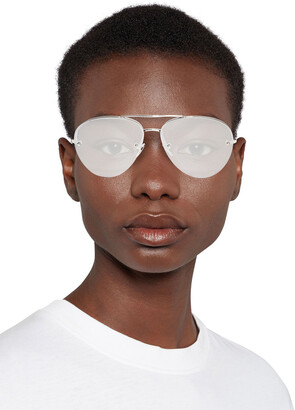 Linda Farrow Aviator-style Silver-tone Mirrored Sunglasses