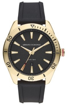 AX Armani Exchange Men's Enzo Black Silicone Strap Watch 46mm