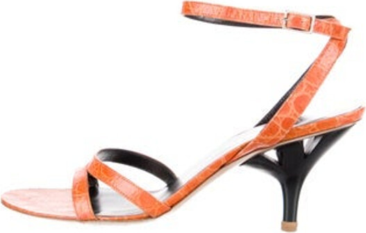 Emporio Armani Leather Slingback Sandals Orange Printed Unfortunately due to restrictions this item may not be eligible for shipping in all areas.