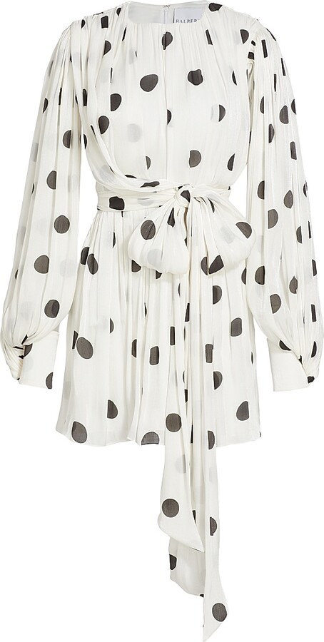 Halpern Women's Split-Sleeve & Polka-Dot Minidress - White Black - Size 0