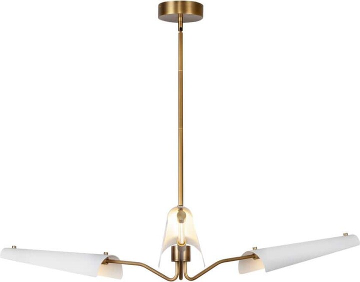 Alora Osorio 46 in. 3-Light 16-Watt Matte White/Vintage Brass Integrated LED Chandelier
