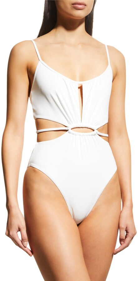 Jonathan Simkhai Genesis Strappy Cutout Gathered Ring One Piece Swimsuit Shopstyle