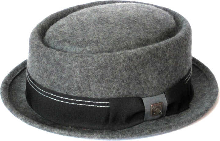 Dasmarca Hats Quintin Granite Grey Felt Oval Crown Porkpie Hat