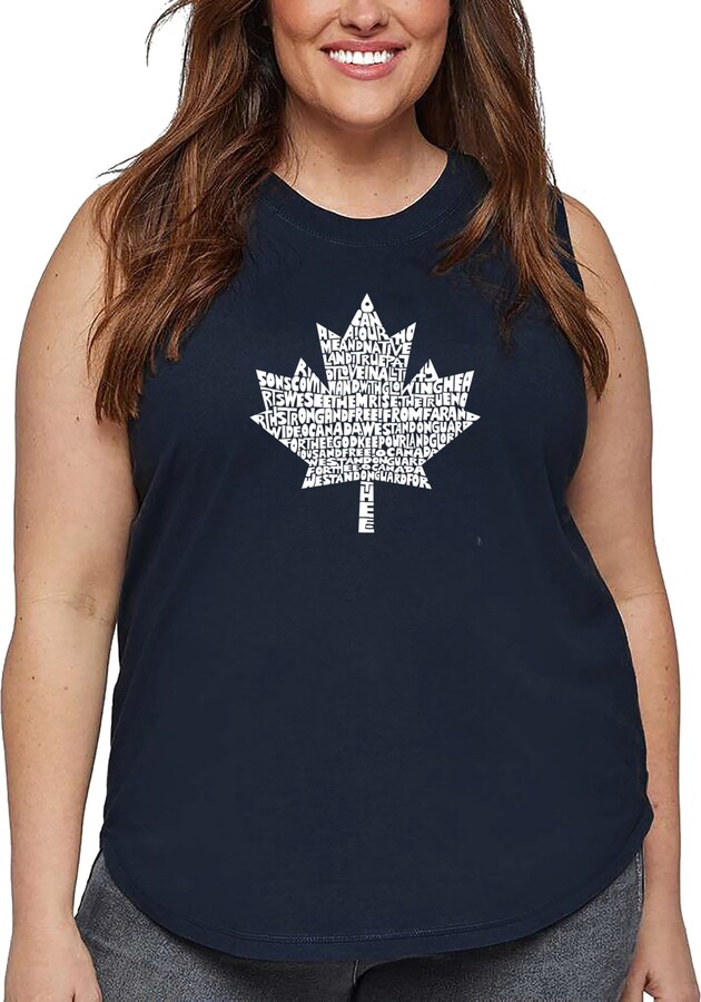 La Pop Art Plus Size Canadian National Anthem Word Art Tank Top