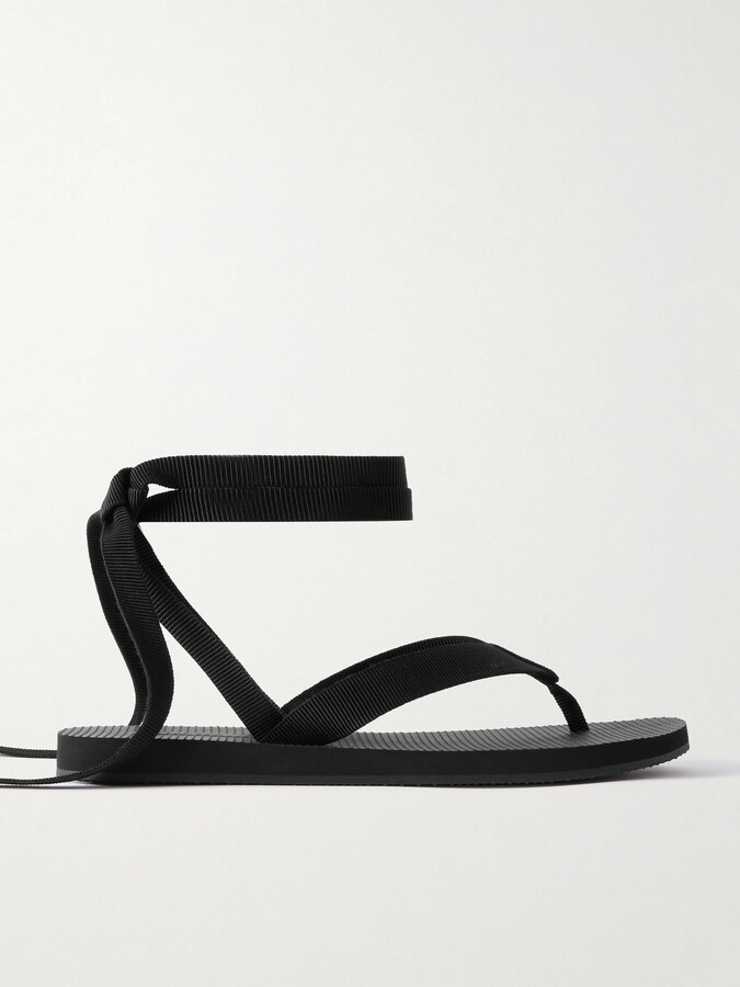 The Row Dune Knot Cotton-blend Grosgrain Sandals - Gray