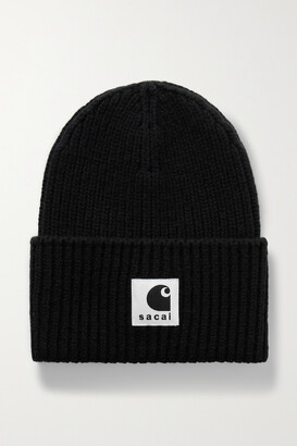 Sacai + Carhartt Wip Ribbed Wool Beanie - Black - ShopStyle Hats