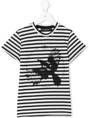 John Richmond Kids striped eagle print T-shirt