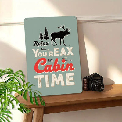 Foundry Select Cabin Time Moose Tin Painting,12×8