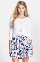 Thumbnail for your product : Frenchi Floral Print Scuba Skirt (Juniors)