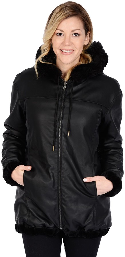 excelled faux leather reversible jacket