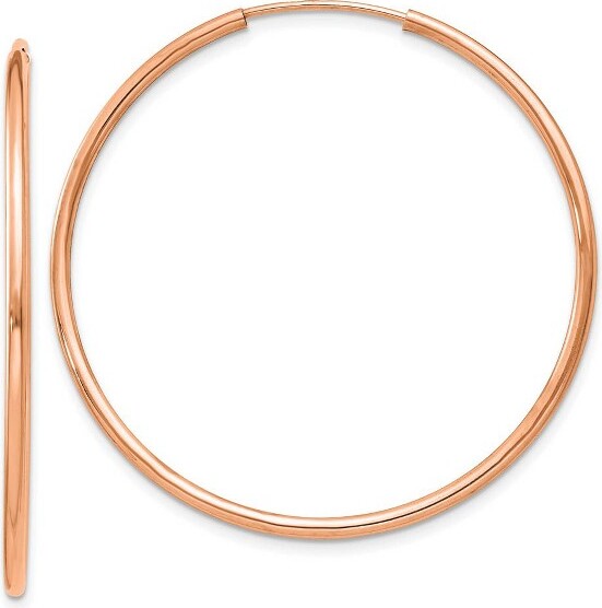 Black Bow Jewelry Co. BlackBowJewelry1.5mmx38mm14kRoseGoldPolishedEndlessTubeHoopEarrings