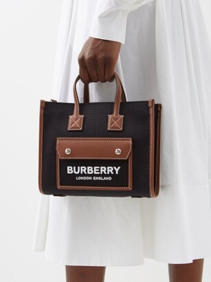 Burberry Mini Freya Monogram Tote Bag - Neutrals