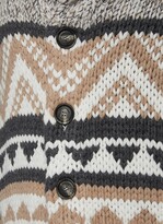 Thumbnail for your product : Brunello Cucinelli Shawl Collar Geometric Pattern Jacquard Wool Cashmere Silk Blend Cardigan
