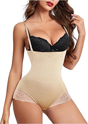 Gotoly Thong Shapewear Bodysuit with Built in Bra Womens V Neck