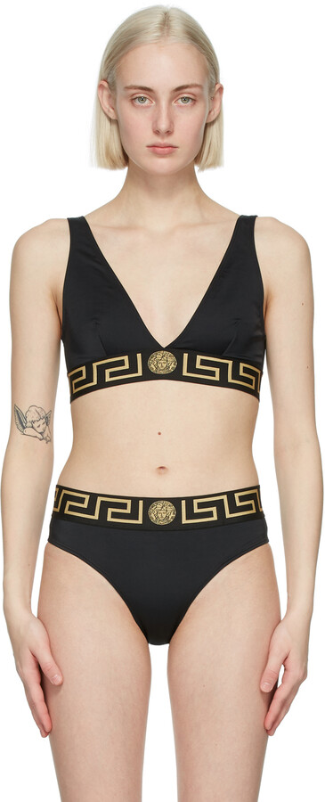 Versace Underwear Black Greca Border Triangle Bikini Top - ShopStyle Two  Piece Swimsuits
