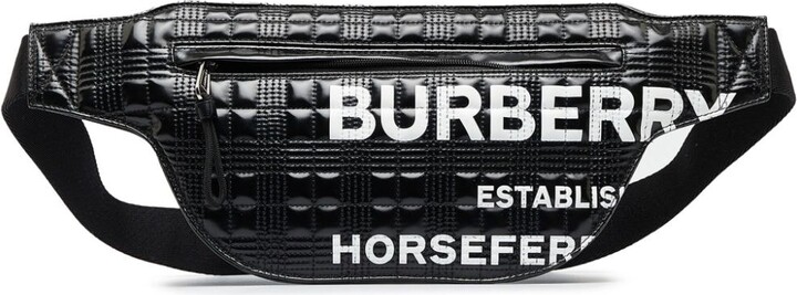BURBERRY E-Canvas Monogram Stripe XL Sonny Bum Bag Bridle Brown