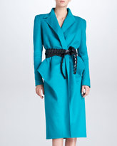 Thumbnail for your product : Oscar de la Renta Bustled Orylag-Blend Coat, Teal