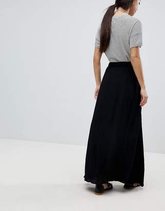 ASOS Petite Design Petite Crinkle Maxi Skirt With Box Pleat