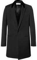 Thumbnail for your product : Saint Laurent Slim-fit Velvet-trimmed Wool-gabardine Coat - Black