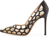 Thumbnail for your product : Gianvito Rossi Honeycomb Point-Toe Pump, Black/Nude