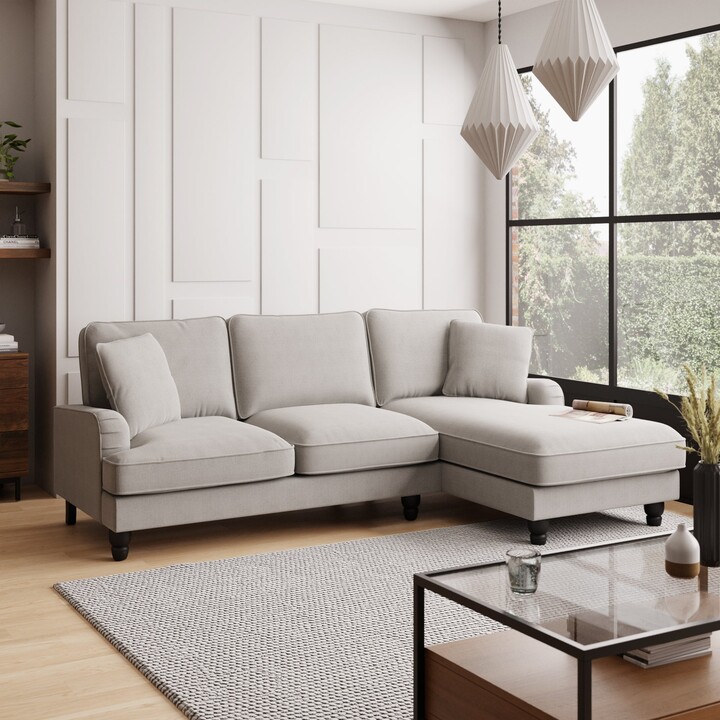 Dunelm Beatrice Boucle Corner Chaise Light Grey ShopStyle Sofas