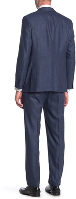 Hickey Freeman Blue Donegal Two Button Notch Lapel Wool Classic Fit Suit
