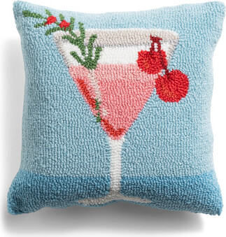 TJMAXX 14X14 Holiday Cosmo Hooked Pillow, Polyester