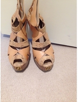 Thumbnail for your product : Fendi Beige Patent leather Sandals