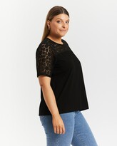Thumbnail for your product : Atmos & Here Atmos&Here Curvy - Women's Black Lace Tops - Taliyah Contrast Lace Top - Size 26 at The Iconic