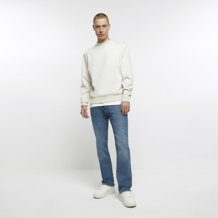 Kind Society Mens River Island Washed Blue Bootcut Fit Jeans